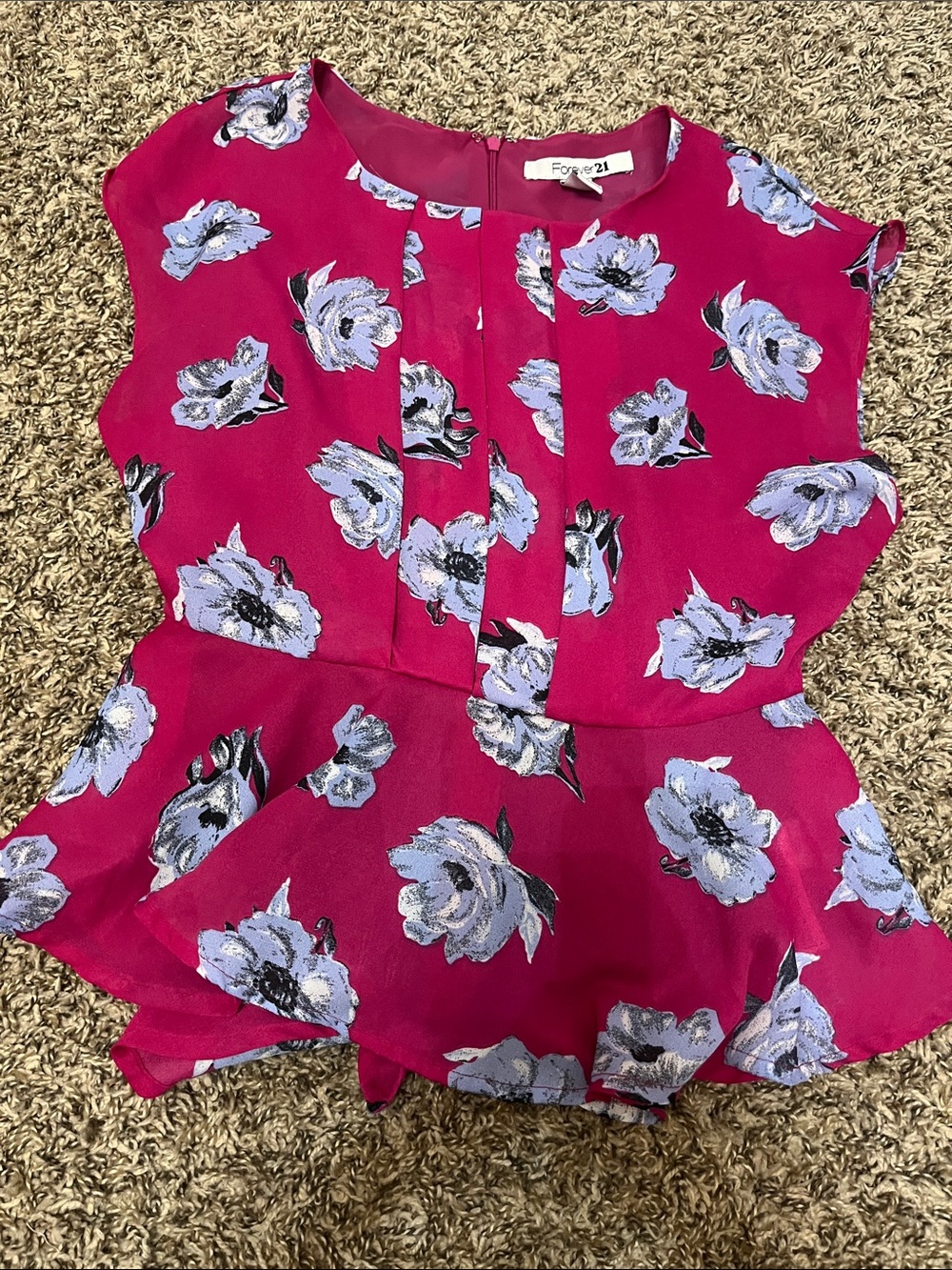 Forever 21 Fuchsia Floral Peplum Blouse